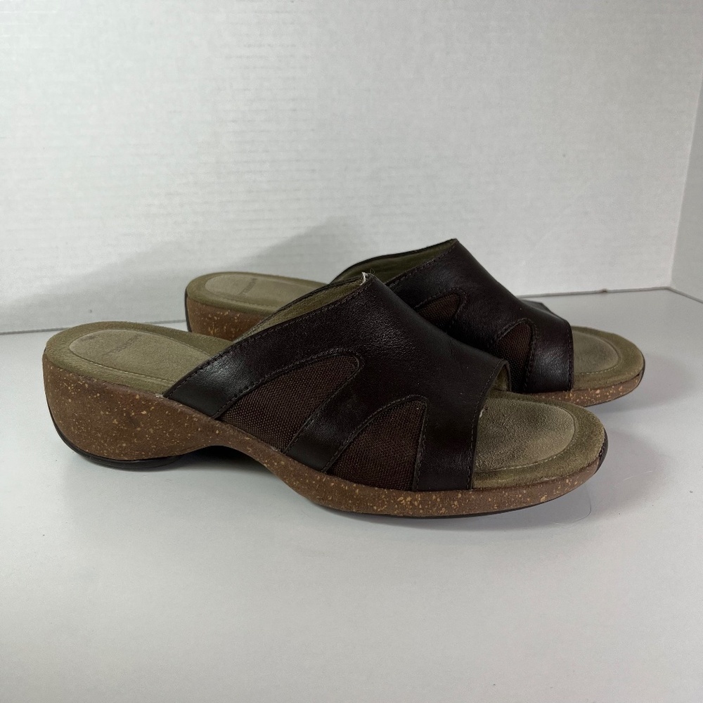 Brown and Tan Merrell Heeled Sandals